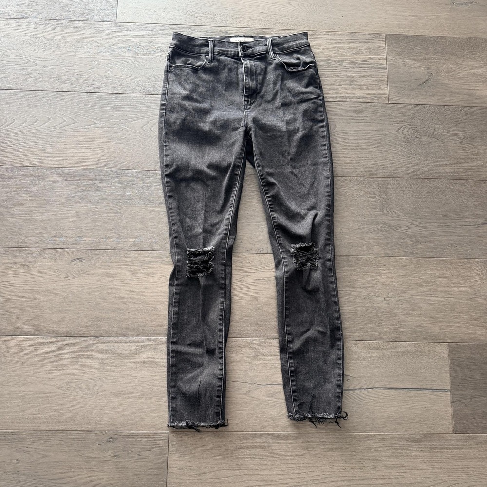 PacSun High-Rise Ankle Jegging Jeans Womens 27 Black Distressed Knee Raw Hem